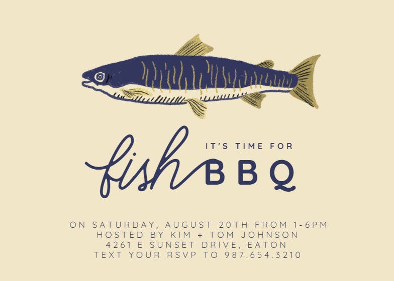 Time for fish - bbq party invitation