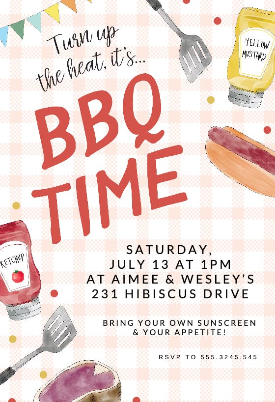 Turn up the heat - bbq party invitation