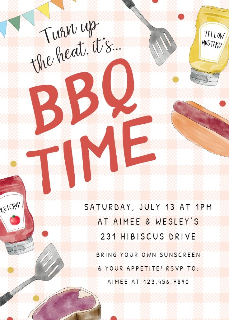 Turn up the heat - bbq party invitation