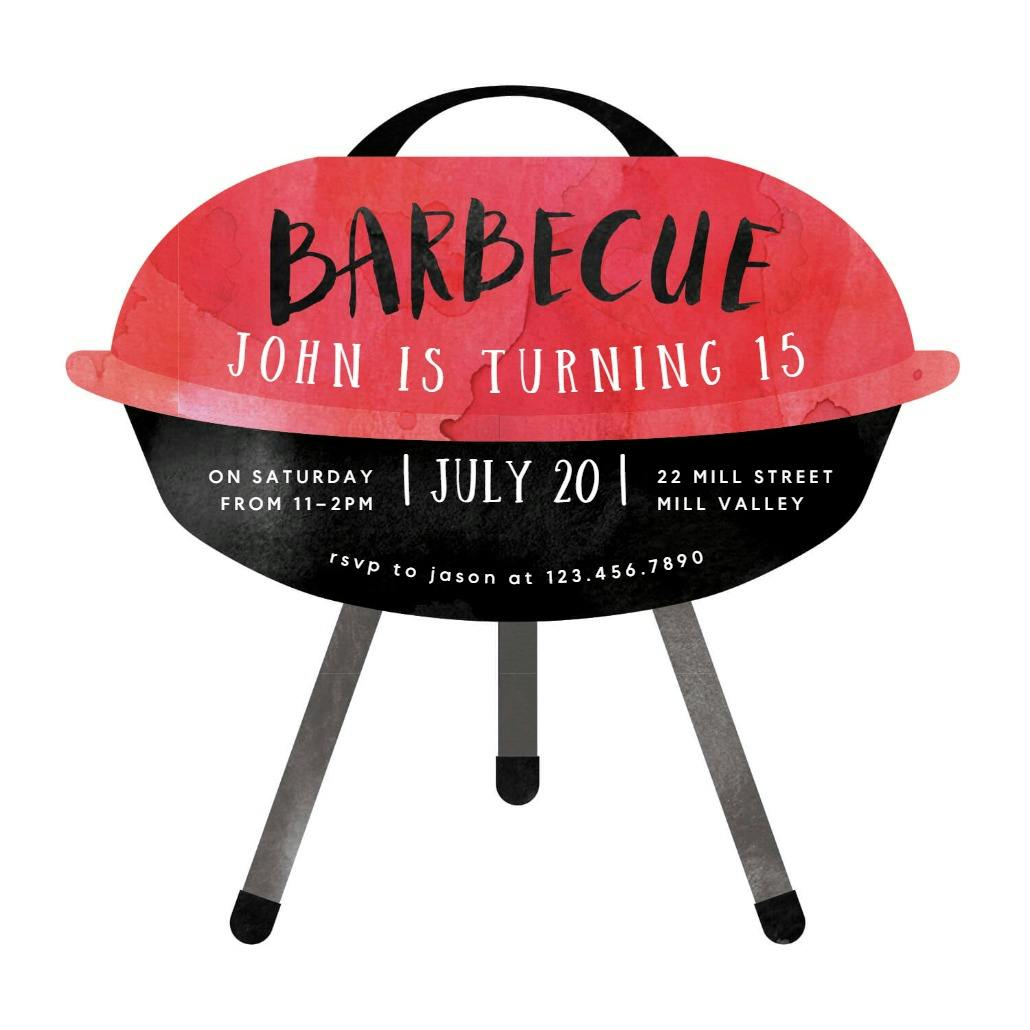 Watercolor bbq - party invitation