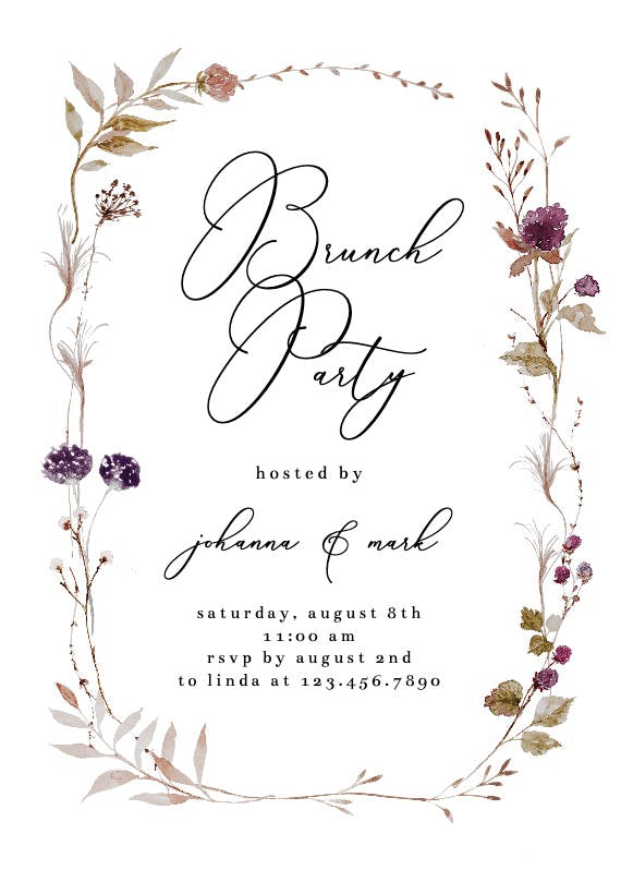 Autumnal watercolor - brunch & lunch invitation