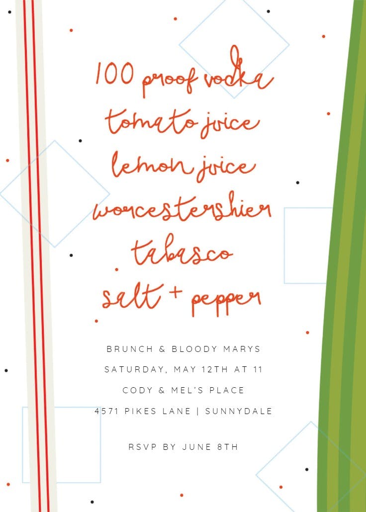 Bloody mary brunch - brunch & lunch invitation