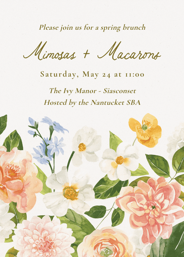 Blooming peonies - invitation