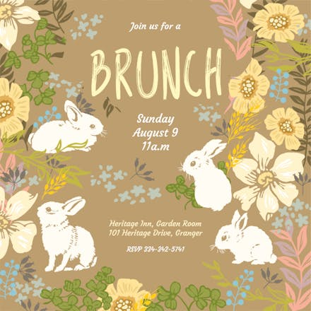 Blooms and Bunnies - Brunch & Lunch Invitation