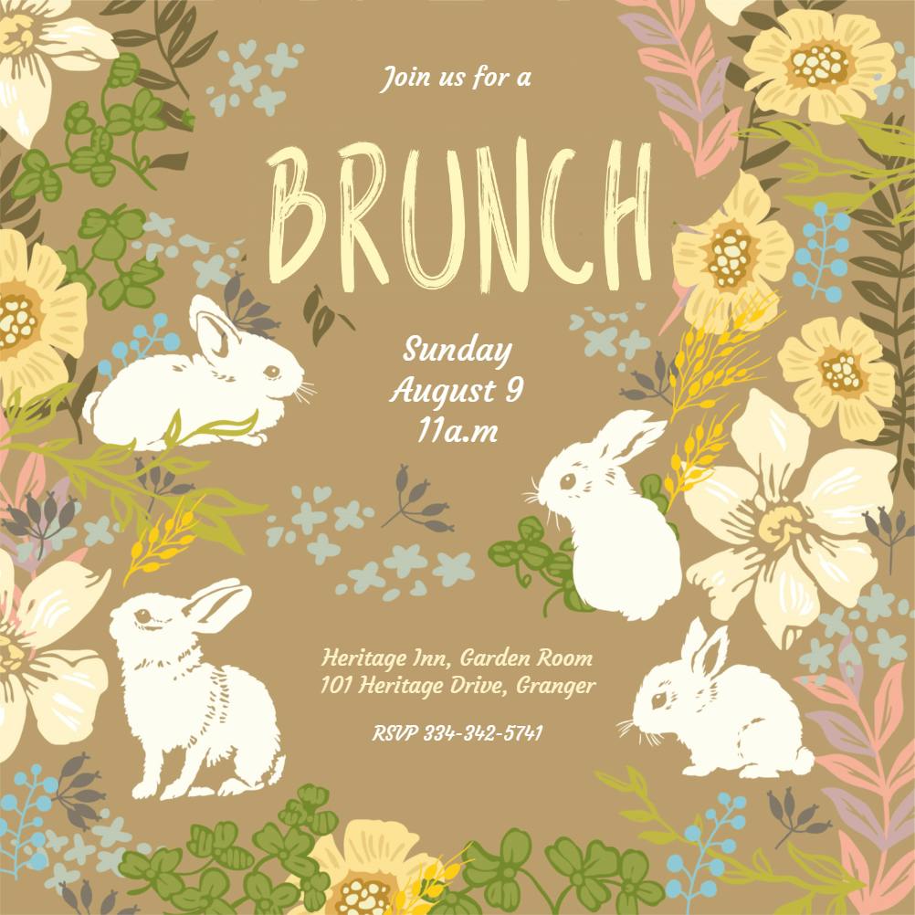 Blooms and bunnies - brunch & lunch invitation