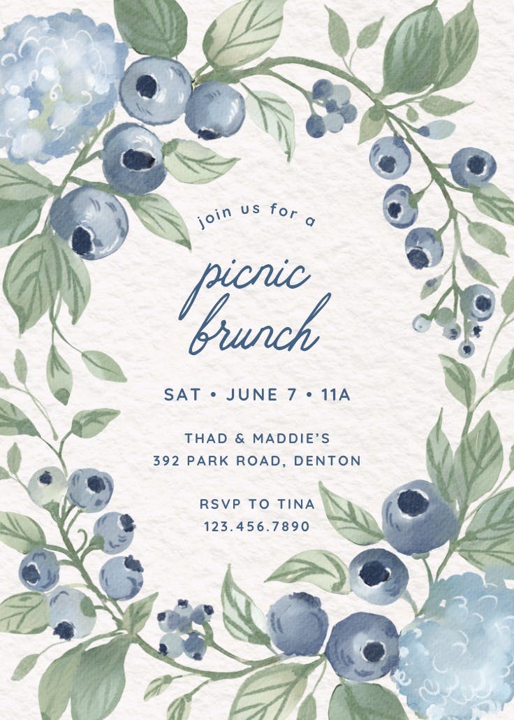 Blueberry wreath - invitación para brunch