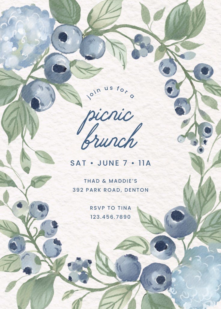 Blueberry wreath - invitación para brunch