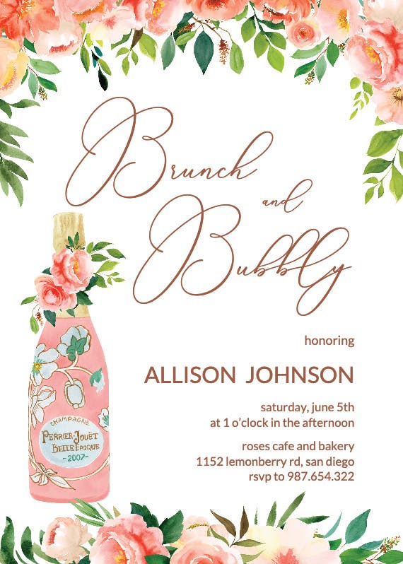 Brunch and bubbly - printable party invitation