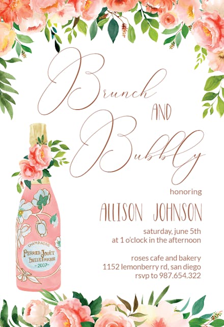 Brunch and Bubbly - Brunch & Lunch Invitation
