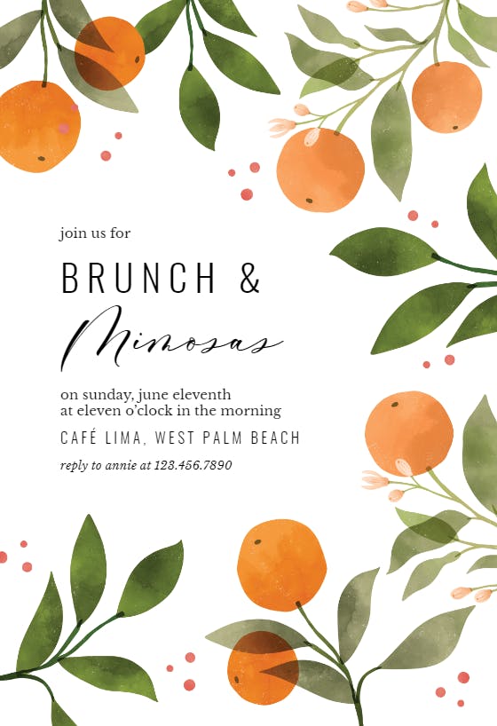 Brunch and mimosas - brunch & lunch invitation