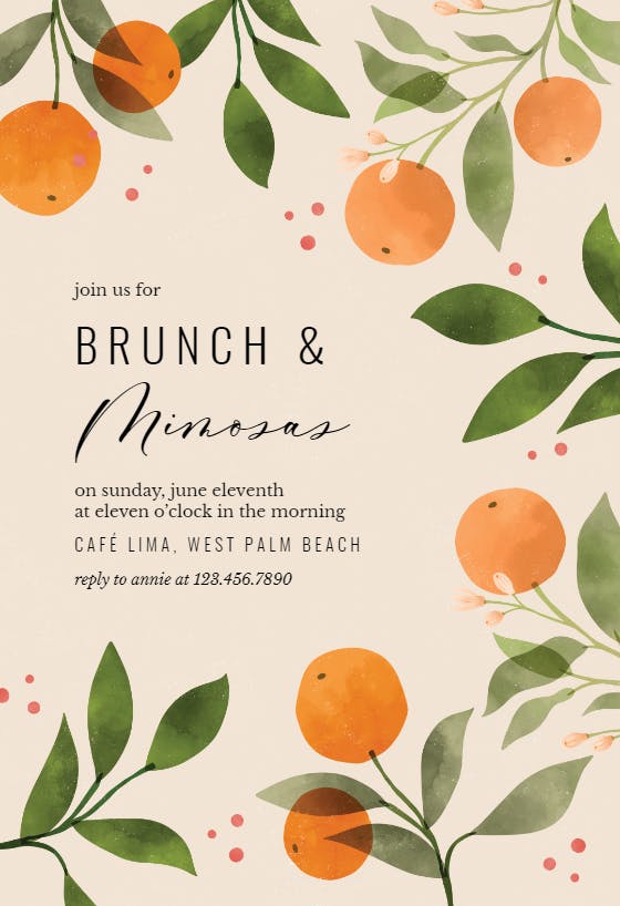 Brunch and mimosas - brunch & lunch invitation