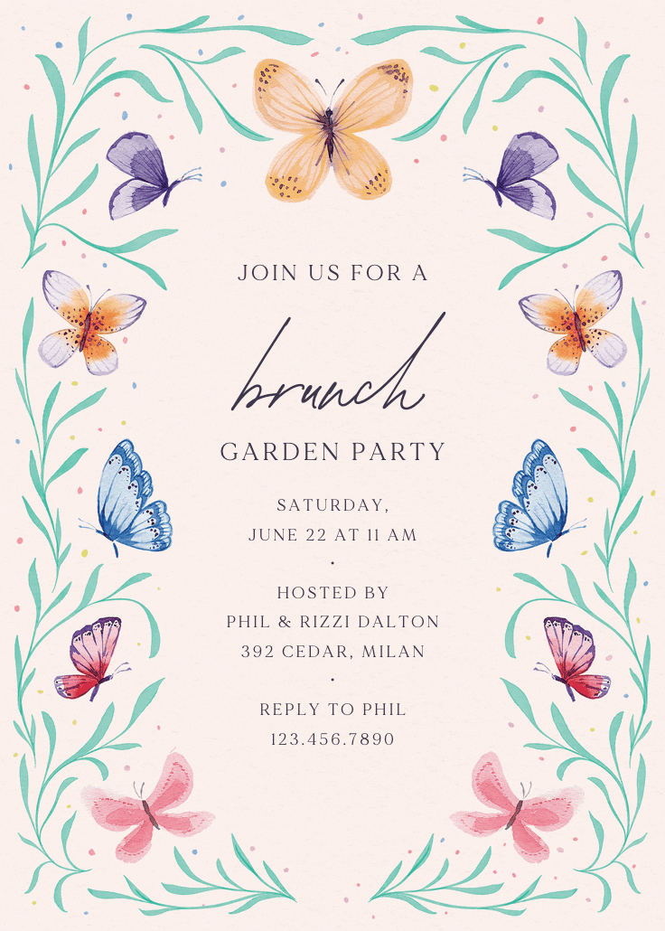 Butterfly garden - brunch & lunch invitation