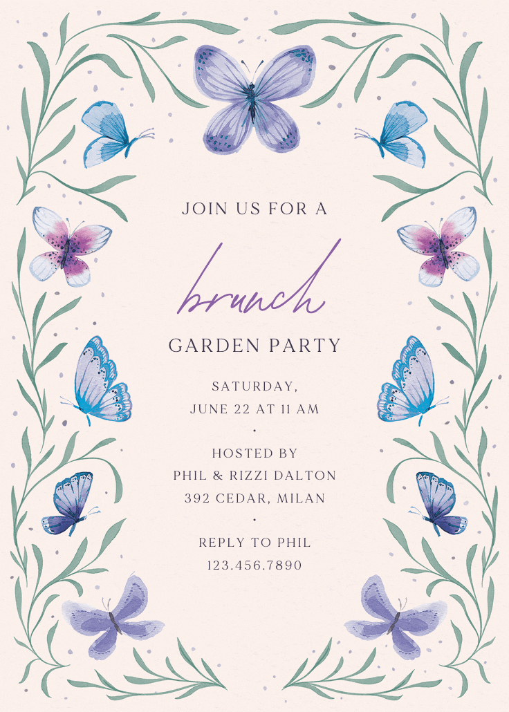 Butterfly garden - invitación para brunch