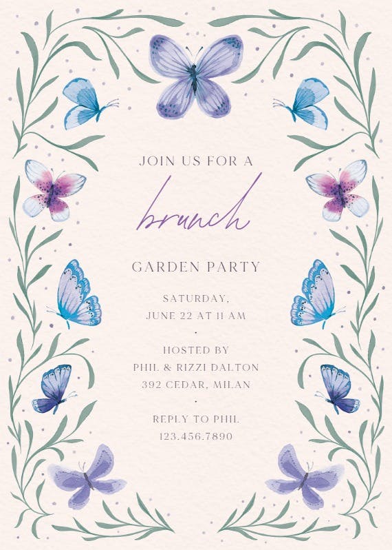 Butterfly garden - invitación para brunch