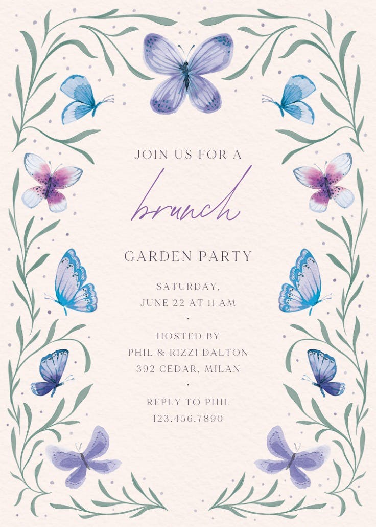 Butterfly garden - brunch & lunch invitation