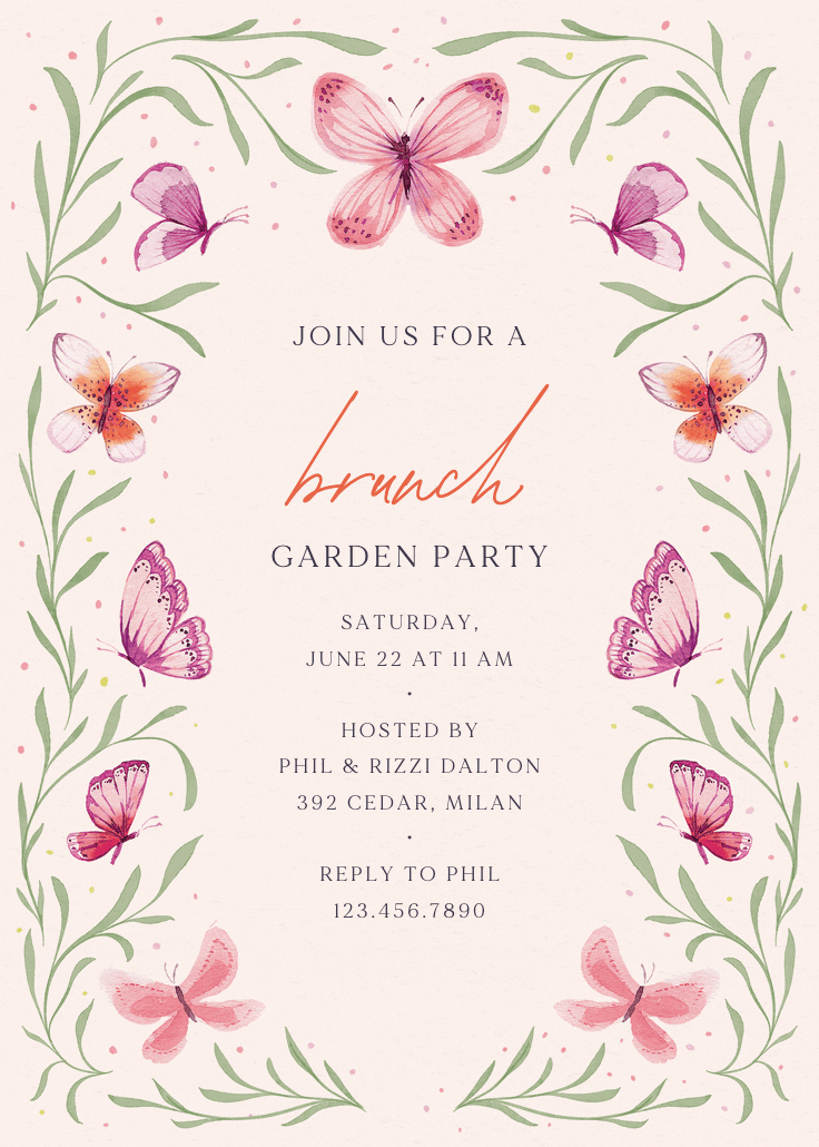 Butterfly garden - invitación para brunch