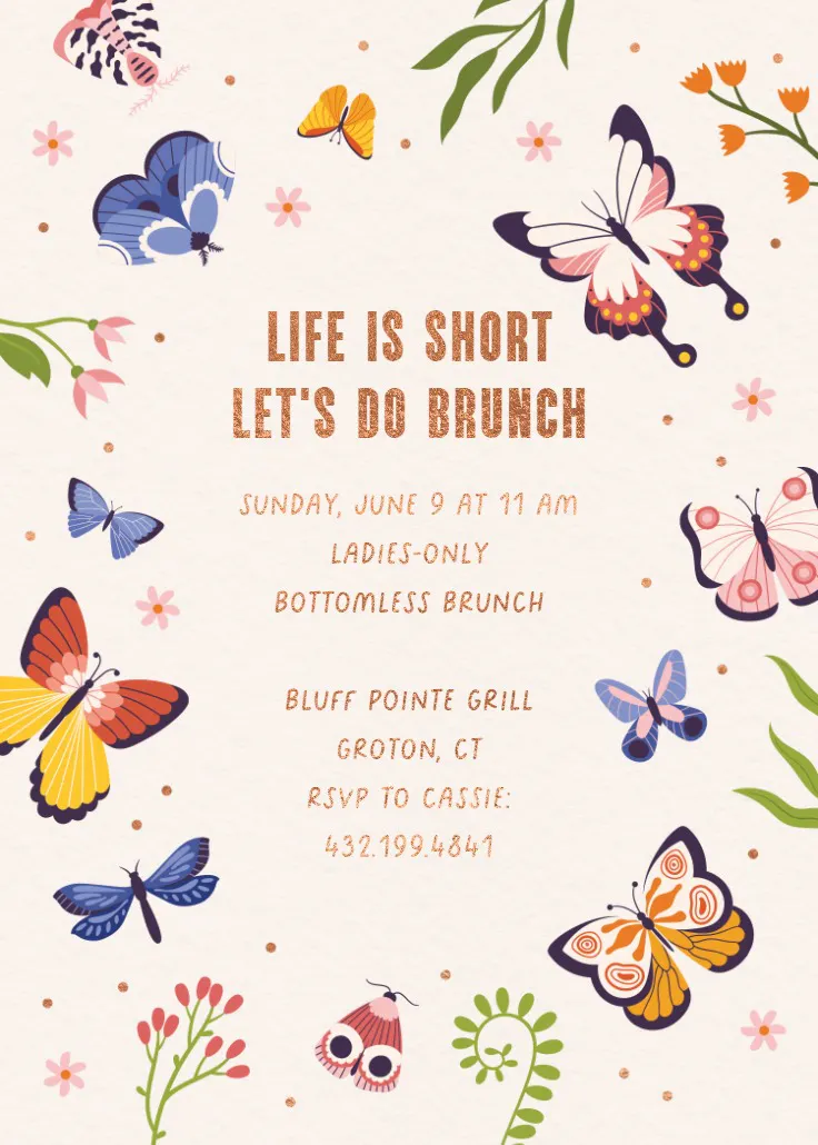 Butterfly sunshine - brunch- en lunchuitnodiging