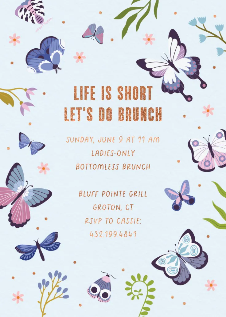 Butterfly sunshine - brunch- en lunchuitnodiging