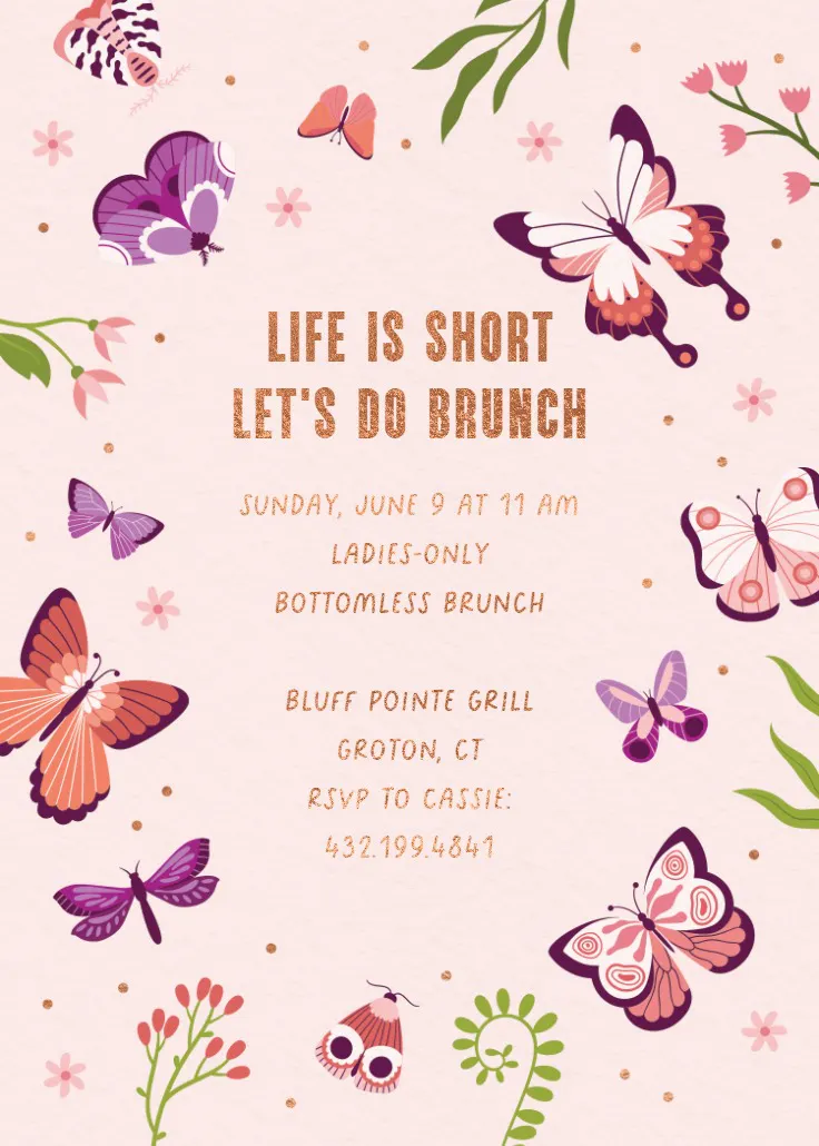Butterfly sunshine - invito per brunch e pranzo
