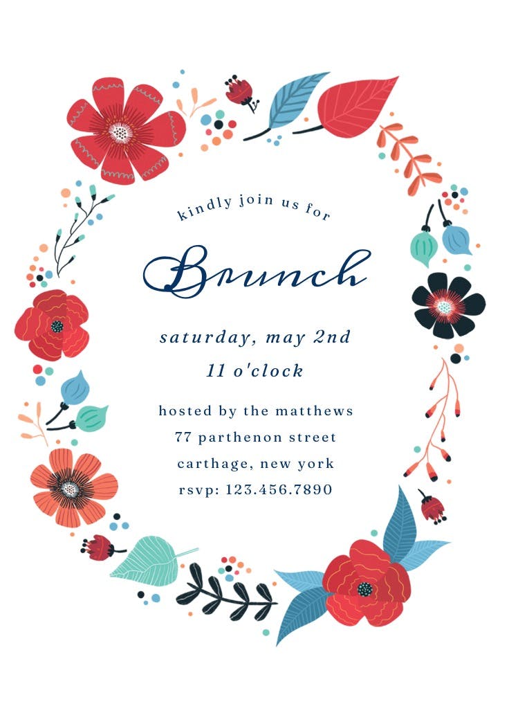 Circling flowers brunch - invitación para brunch