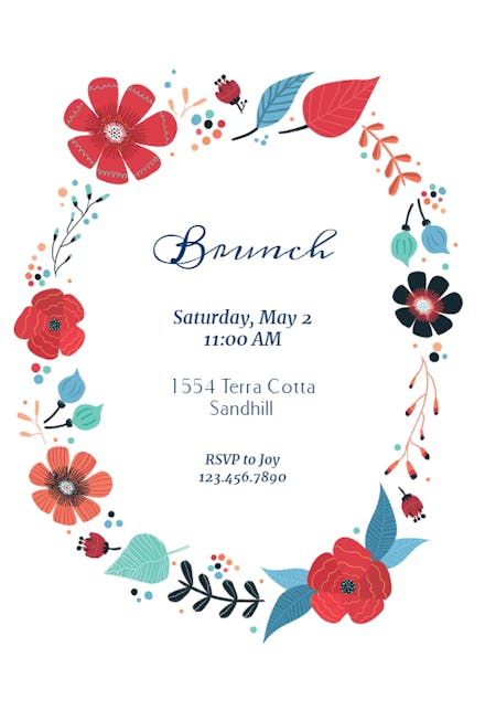 Circling Flowers Brunch - Brunch & Lunch Invitation