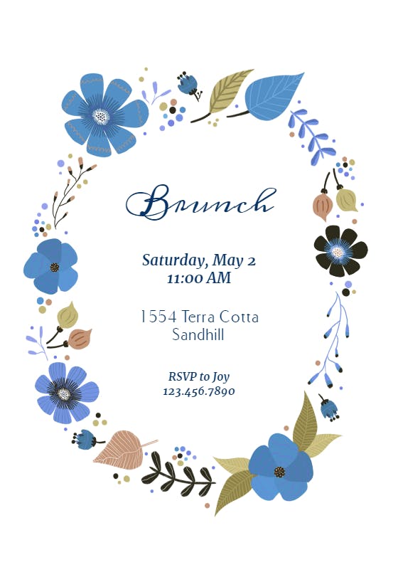 Circling flowers brunch - brunch & lunch invitation
