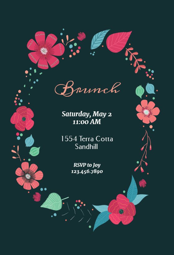 Circling flowers brunch - brunch & lunch invitation