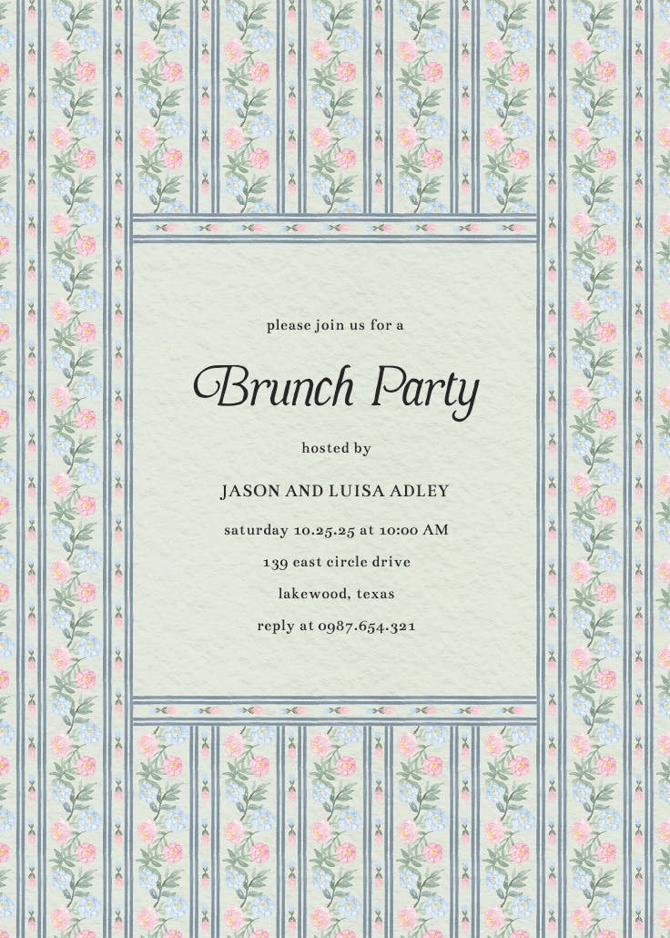 Climbing blooms patterned - brunch & lunch invitation