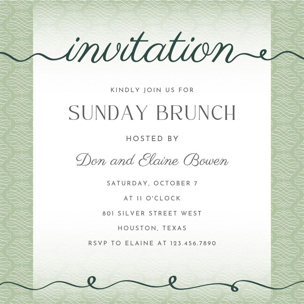 Curves and cursive - brunch & lunch invitation