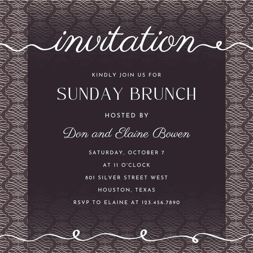 Curves and cursive - brunch & lunch invitation