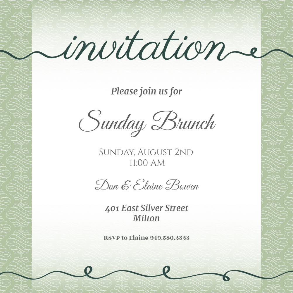 Curves and cursive - brunch & lunch invitation