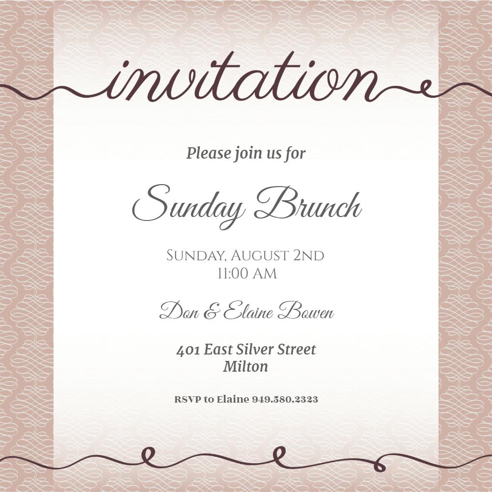 Curves and cursive - brunch & lunch invitation