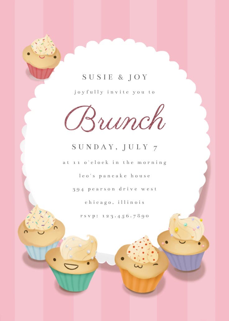 Cute cupcakes brunch - brunch & lunch invitation