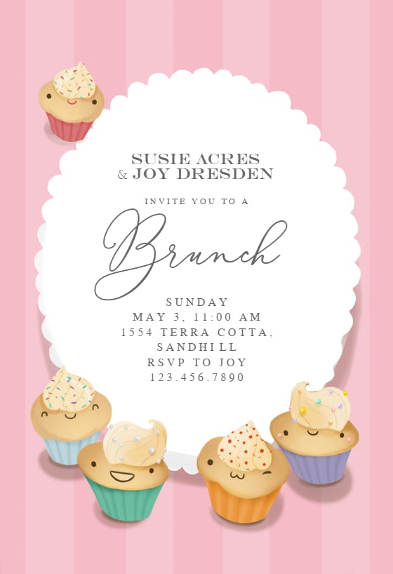 Cute cupcakes brunch - brunch & lunch invitation
