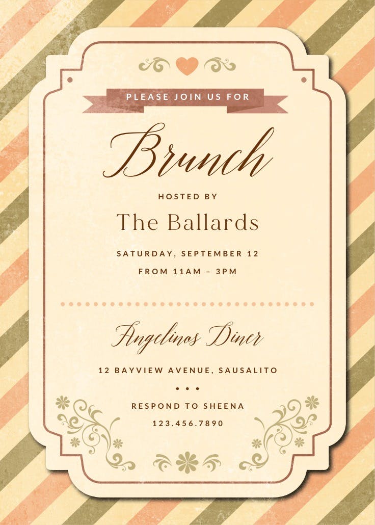 Distressed diagonals - invitación para brunch