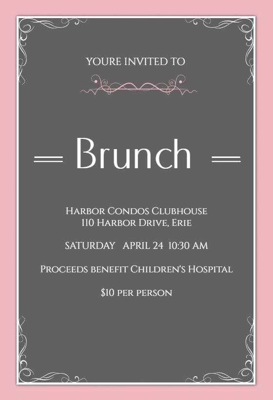 Embellished chalkboard - brunch & lunch invitation