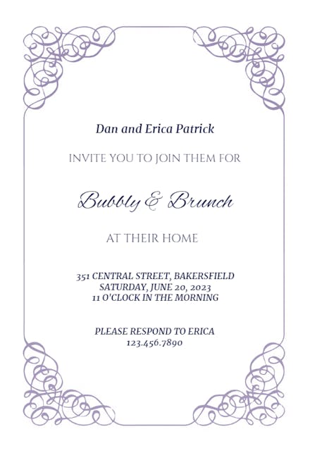 Fancy Filigree Frame - Brunch & Lunch Invitation