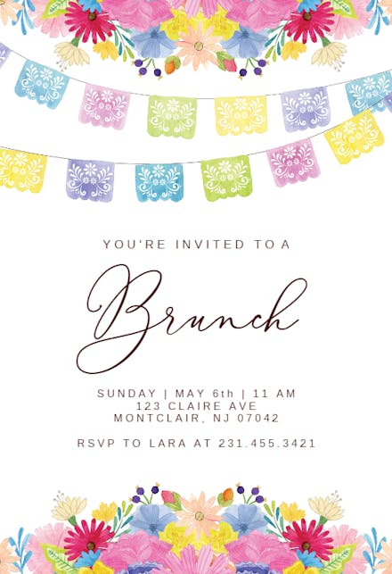Flags And Flowers - Brunch & Lunch Invitation