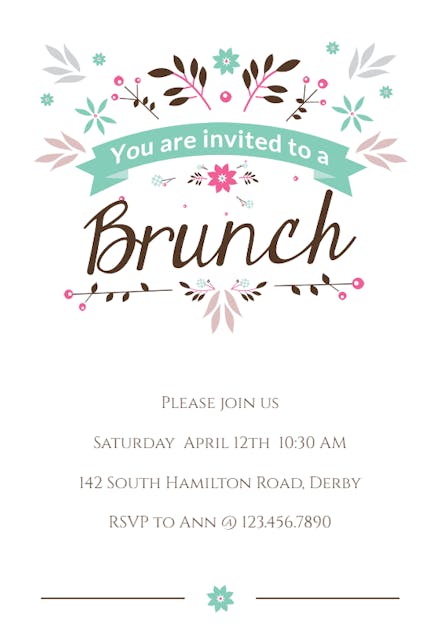 Flat Floral - Brunch & Lunch Invitation
