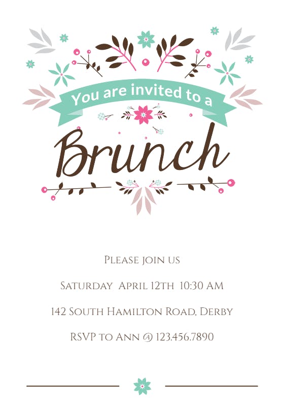 Flat floral - brunch & lunch invitation