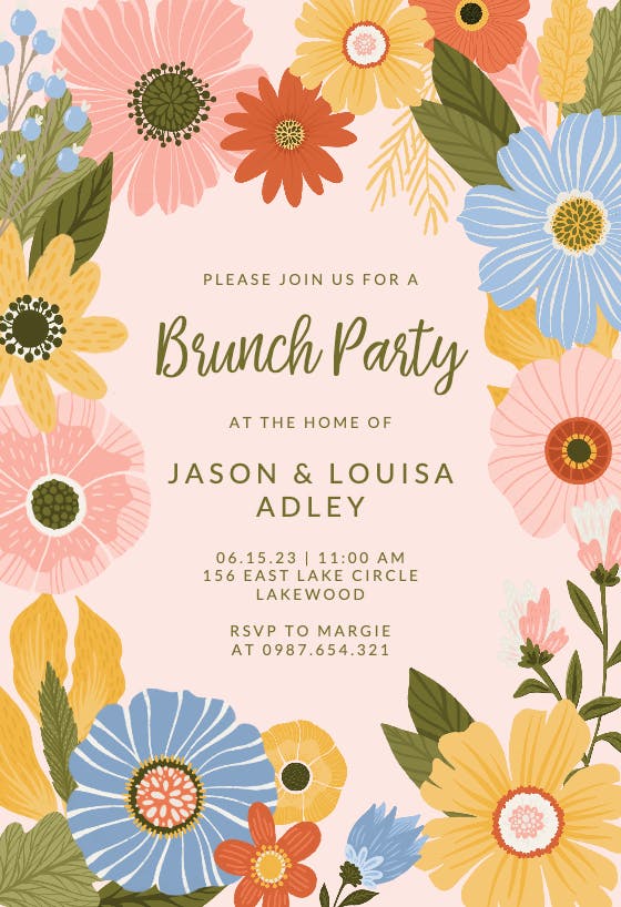 Floral Blooms - Brunch & Lunch Invitation Template (Free) | Greetings ...