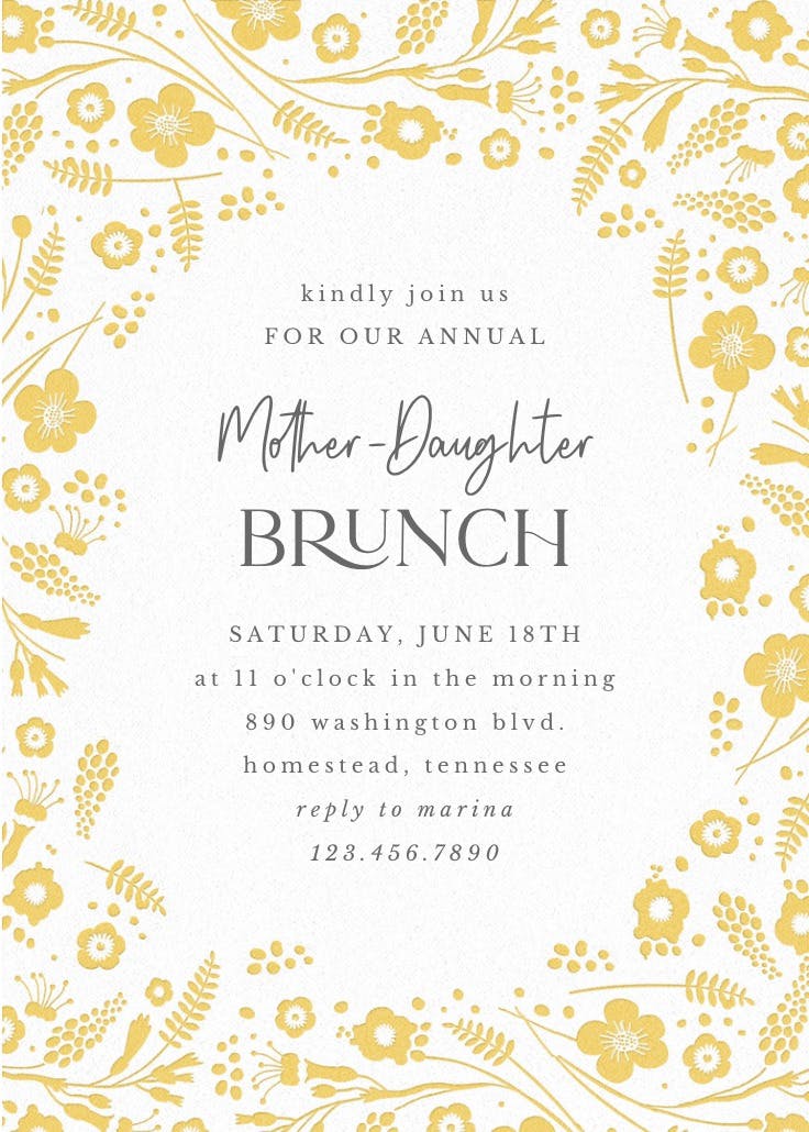 Floral frame brunch - invitación para brunch