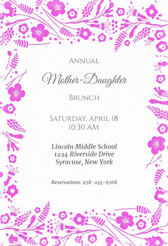 Floral frame brunch - brunch & lunch invitation