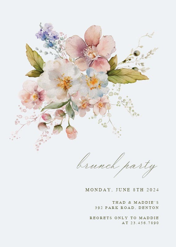 Floral painting - brunch & lunch invitation