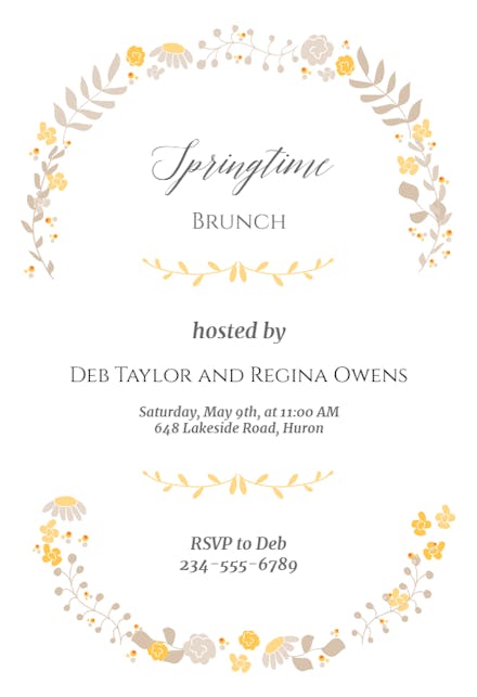 Floral Swags Brunch - Brunch & Lunch Invitation