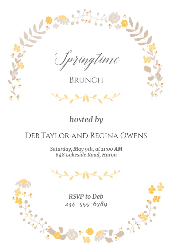 Floral swags brunch - brunch & lunch invitation
