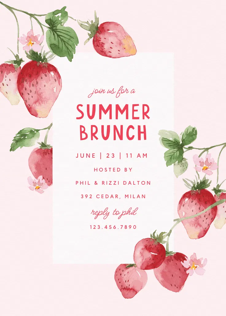 Fresh from the vine - brunch ve öğle yemeği davetiyesi