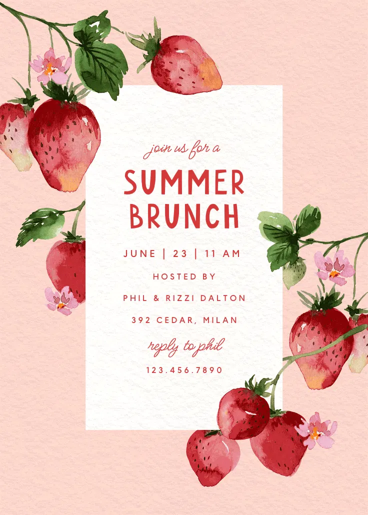 Fresh from the vine - brunch ve öğle yemeği davetiyesi