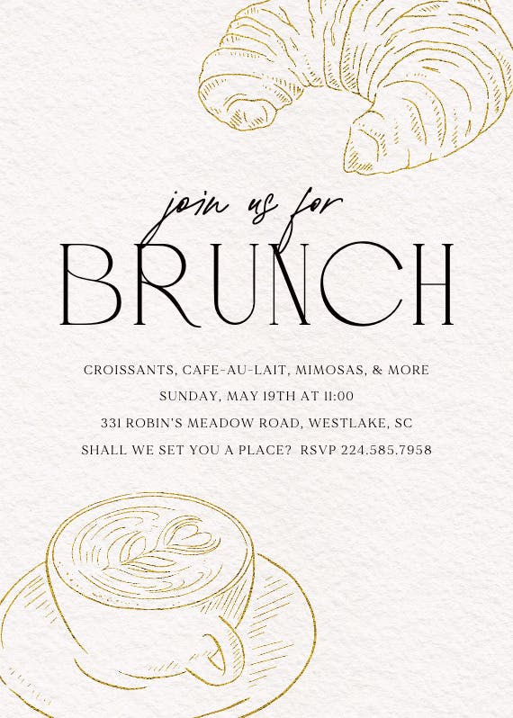 Gilded morning - brunch & lunch invitation