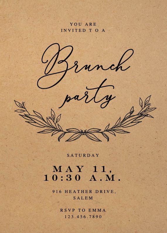 Kraft branches -  invitación para brunch